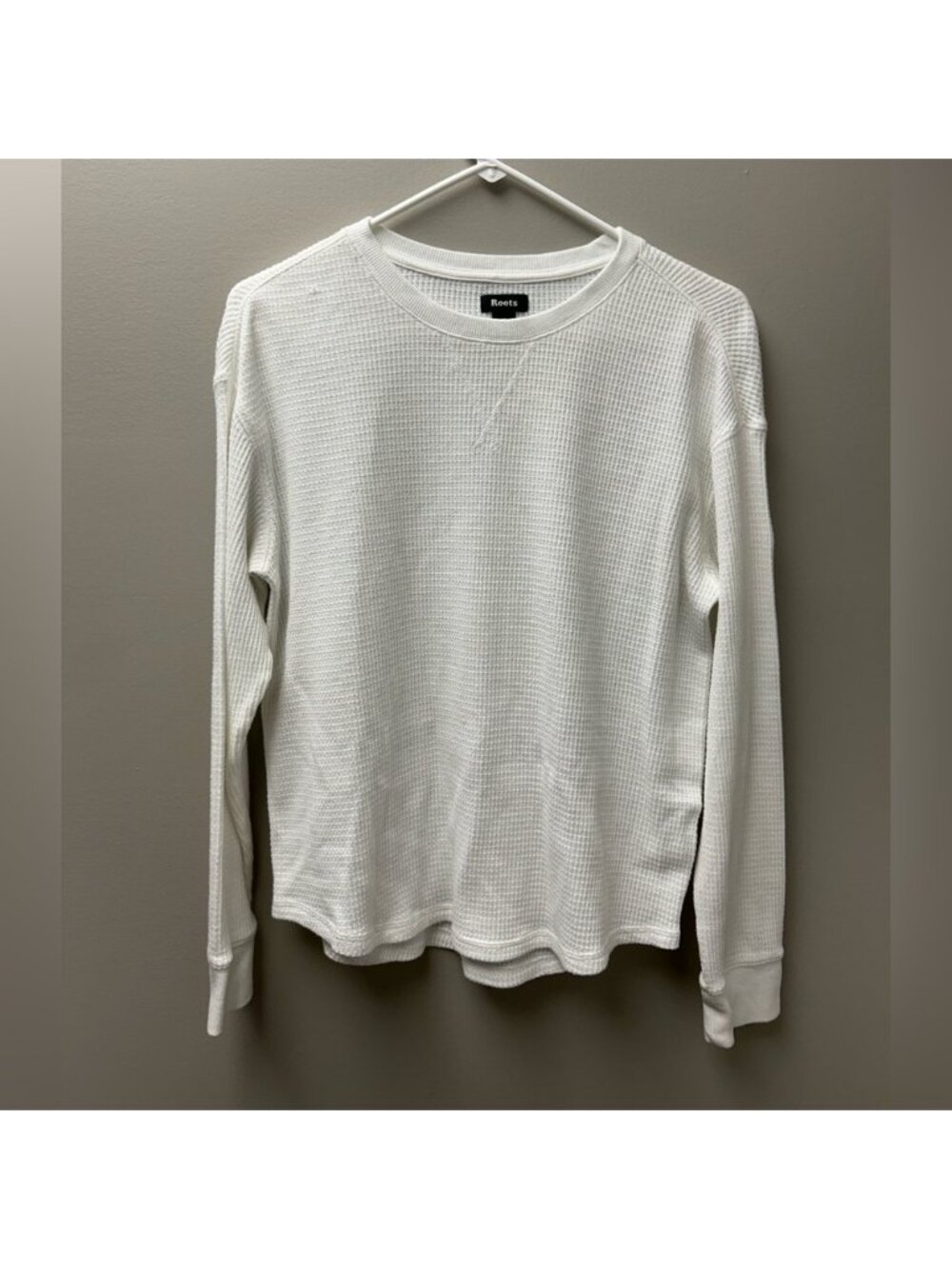 Roots‎ White Waffle Long Sleeve Henley Shirt
